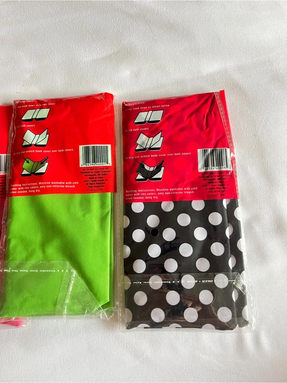 Target Stretchable Bookcover Lot (4) Jumbo & Standard Navy Pink Green Polka Dot
